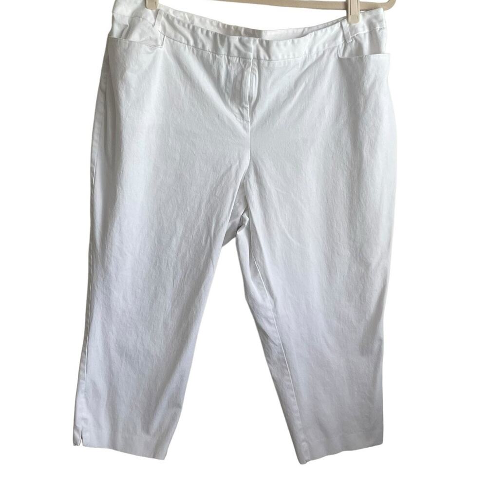 Lane Bryant Women Crop Pants 24 White Straight Leg Beachy Coastal‎ Capris Vacay